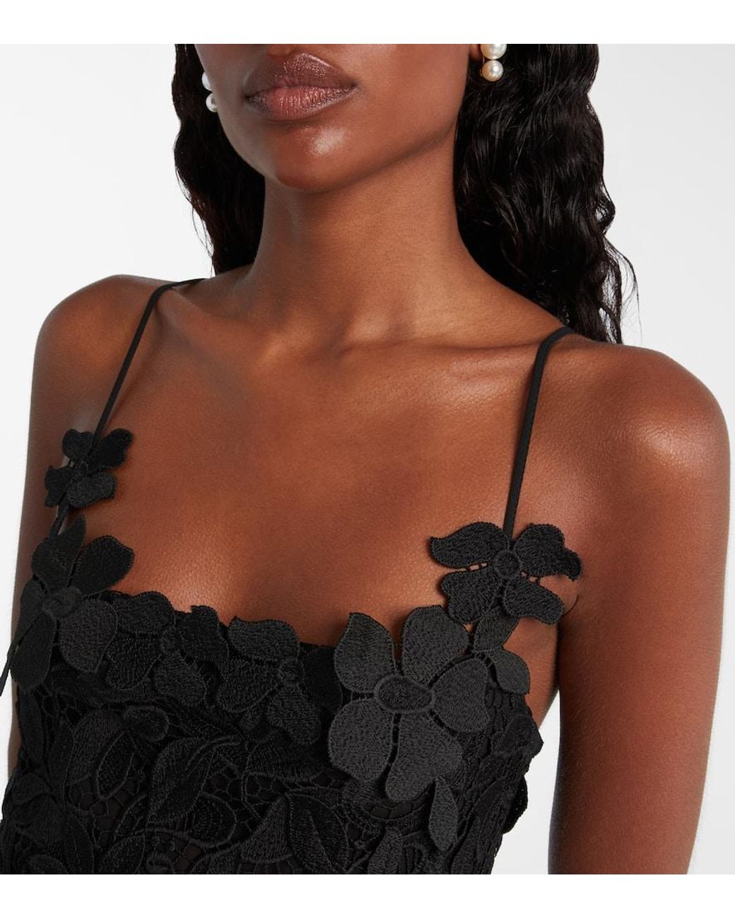 Blumarine Floral Lace Minidress in Black | Lyst