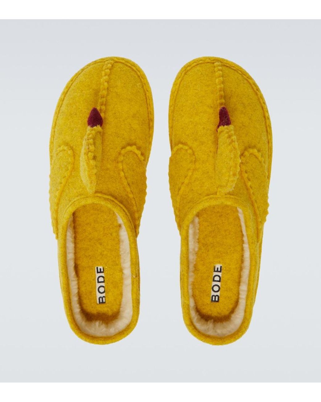 Bode Yellow Wool-Blend Slippers for men