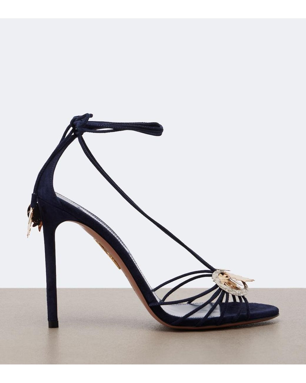 Aquazzura Blue Night Stars Embellished Suede Sandals