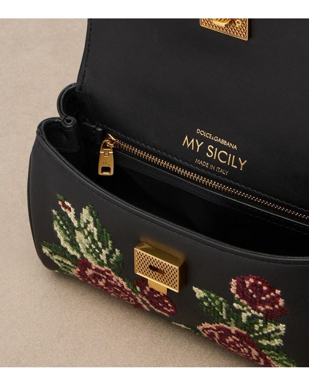 Dolce & Gabbana Black My Sicily Mini Leather Top-Handle Bag