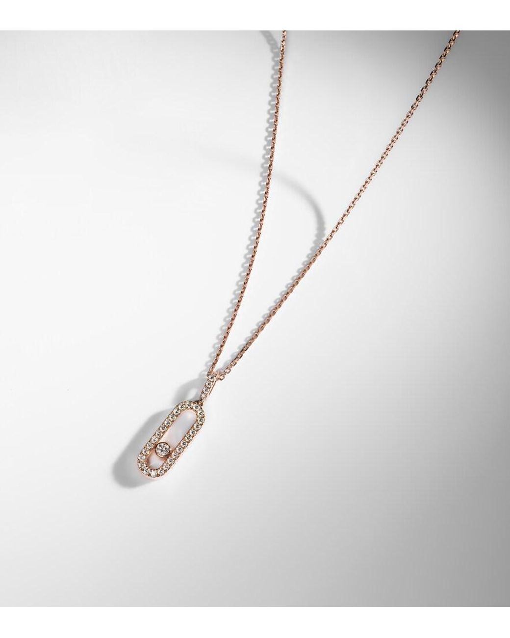 Messika White Move Uno Large 18Kt Rose Necklace With Diamonds