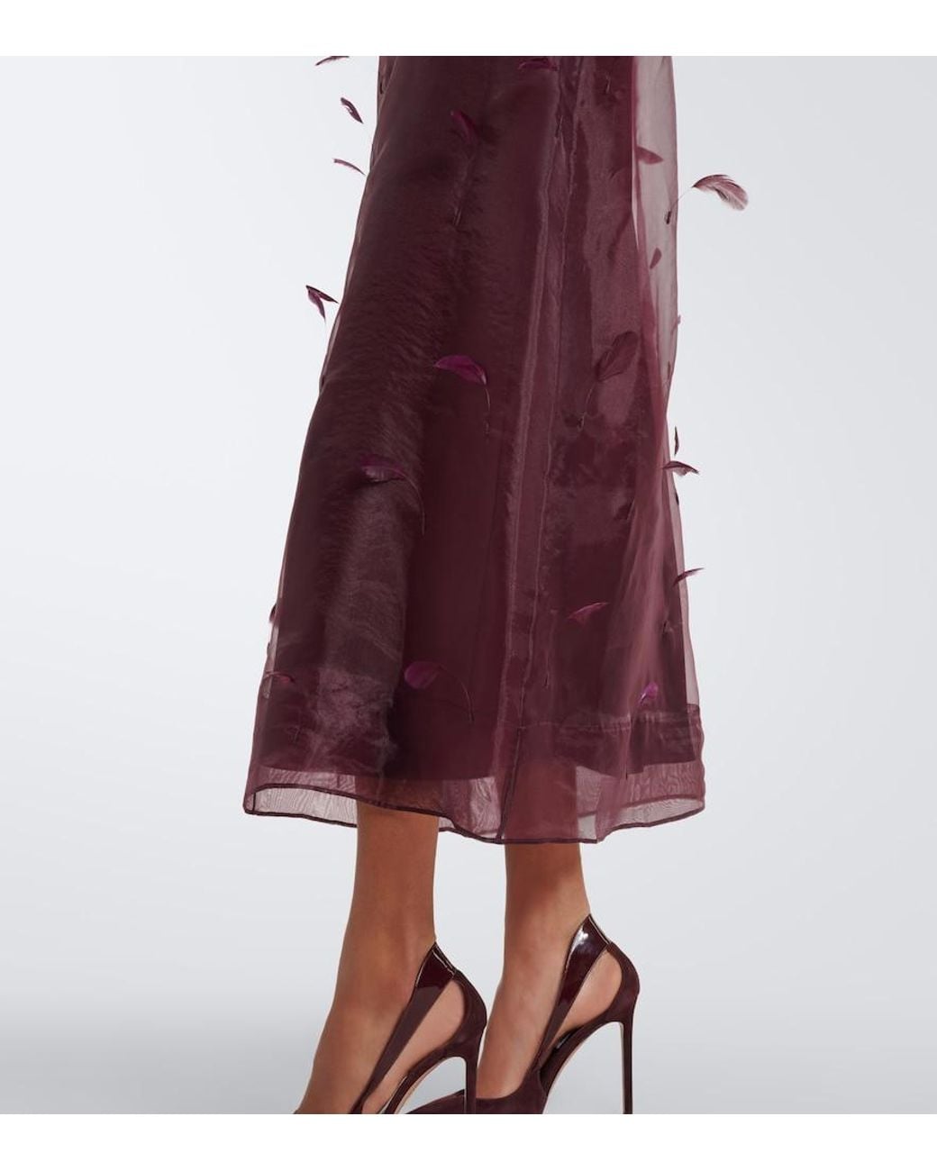 Jonathan Simkhai Purple Pauline Feather-Trimmed Organza Midi Dress