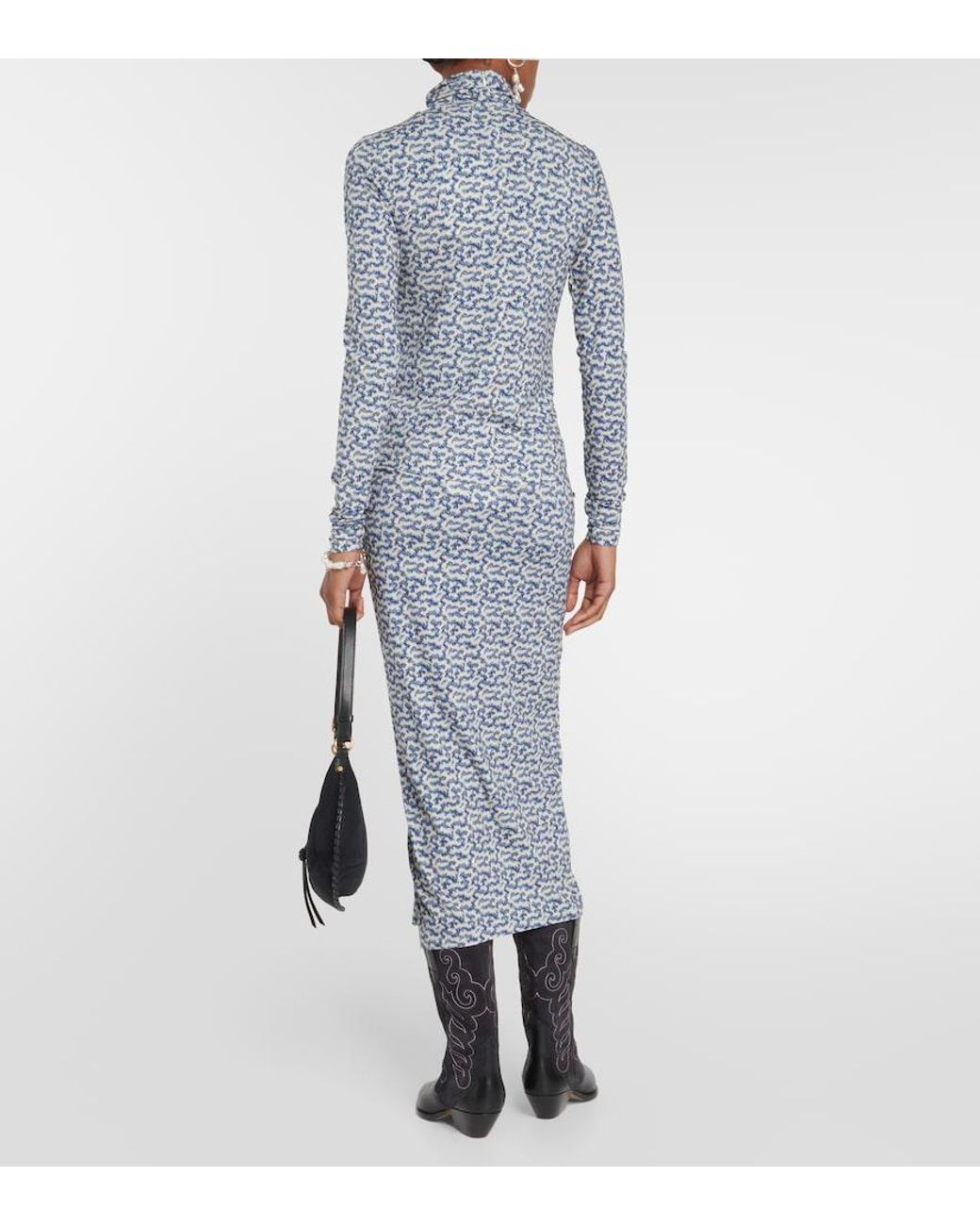 Isabel Marant Blue Lou Printed Jersey Turtleneck Top