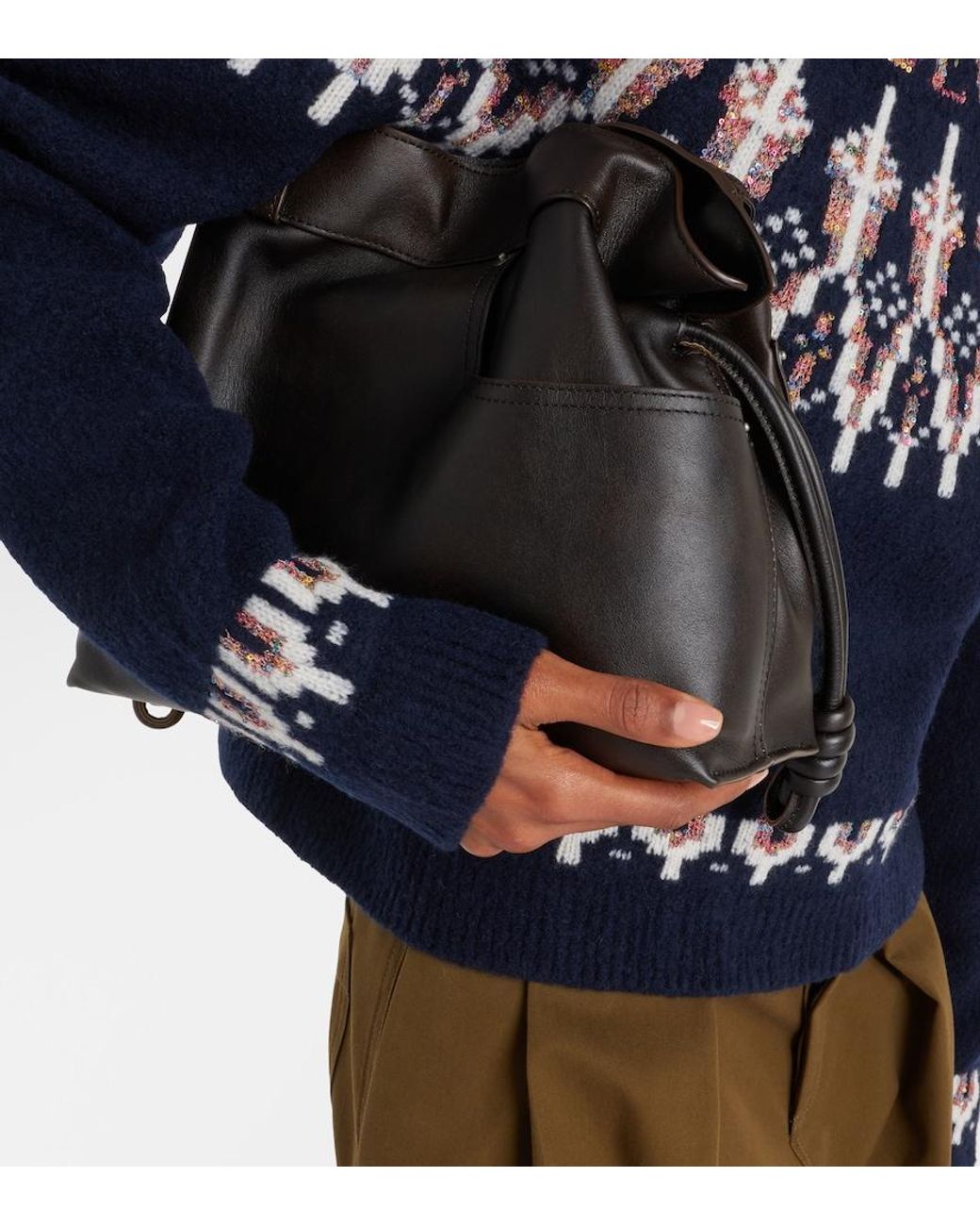 Loewe Blue Fair Isle Sequined Wool-Blend Sweater