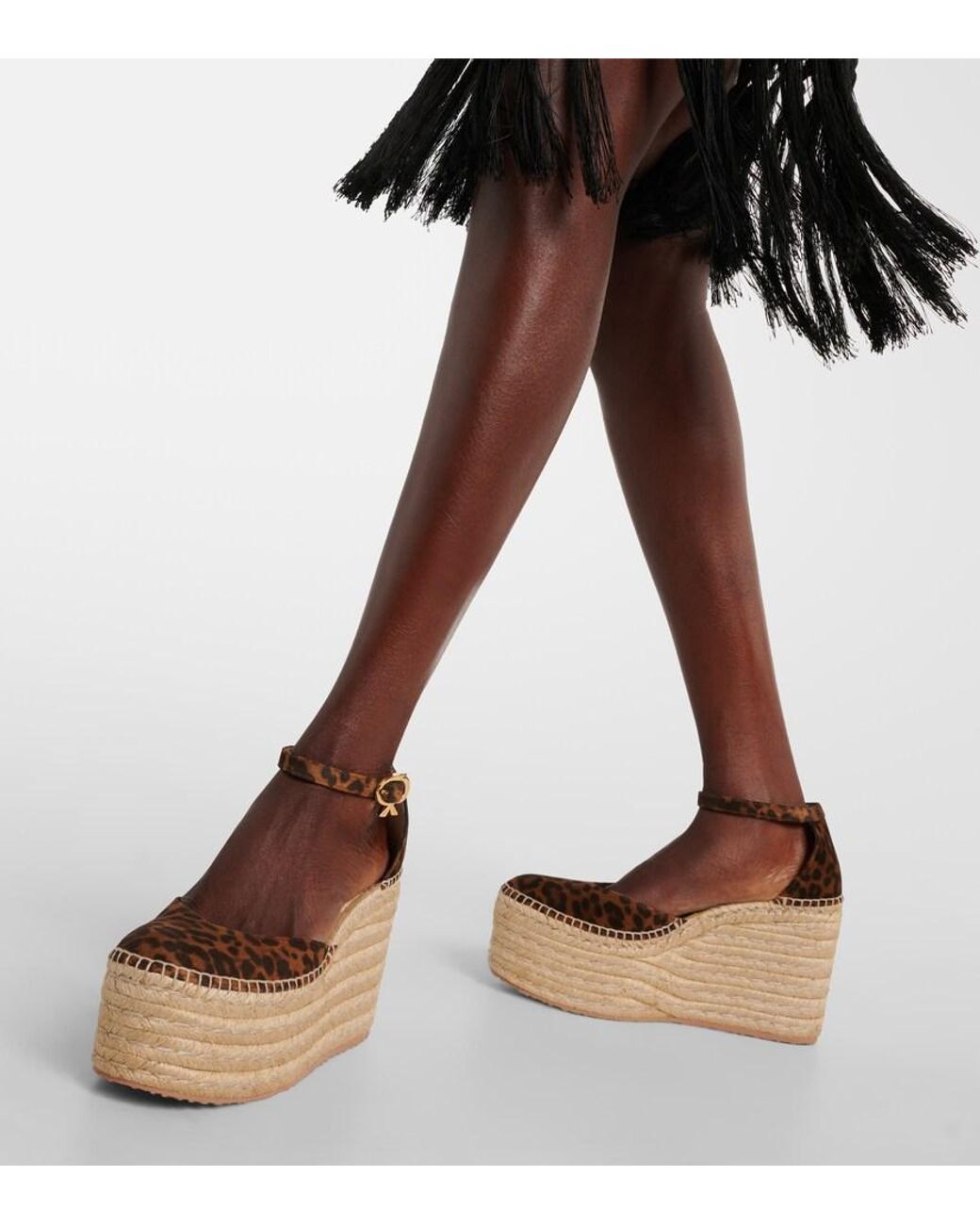 Gianvito Rossi Brown Leopard-Print Suede Espadrille Wedges