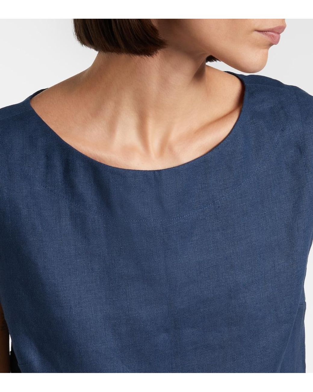 Posse Blue Martina Linen Crop Top