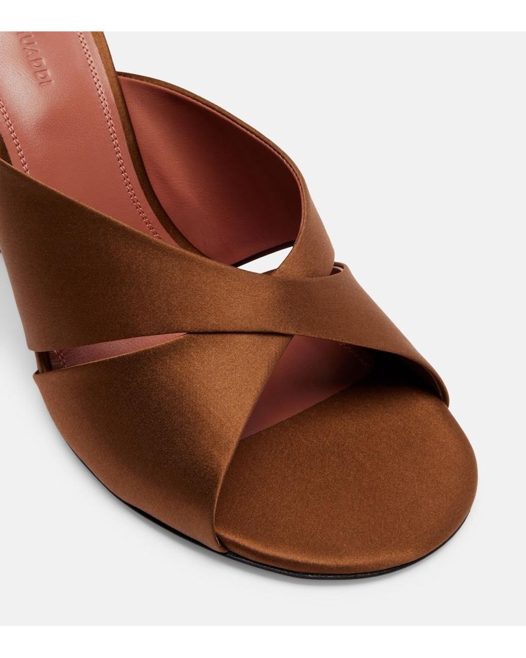AMINA MUADDI Brown Salma Satin Mules