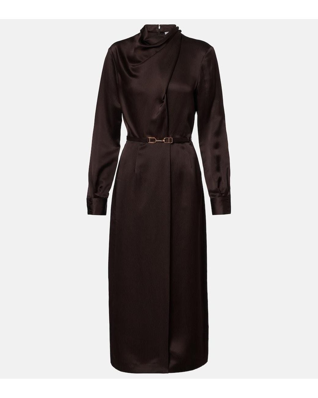 Gabriela Hearst Black Josef Belted Silk Midi Dress