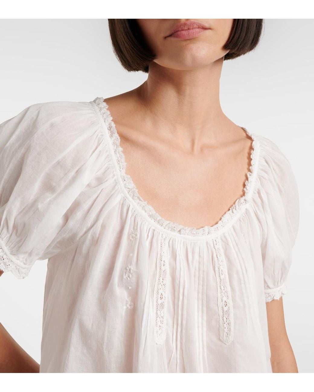 Doen White Frederica Cotton Voile Top