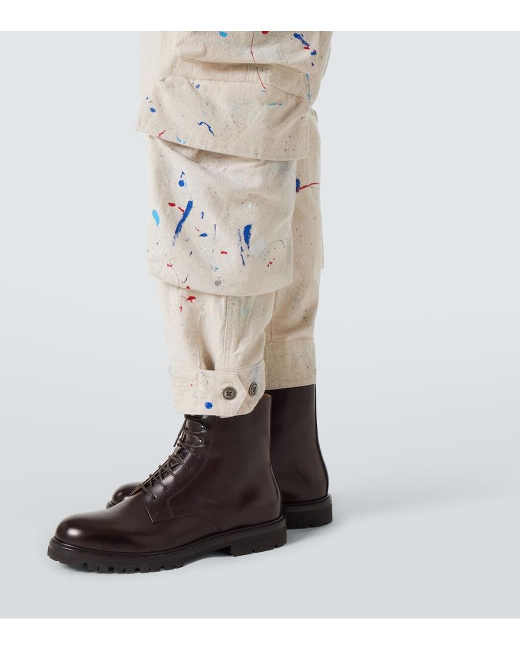 Greg Lauren Natural Painters Printed Cotton Cargo Pants for men