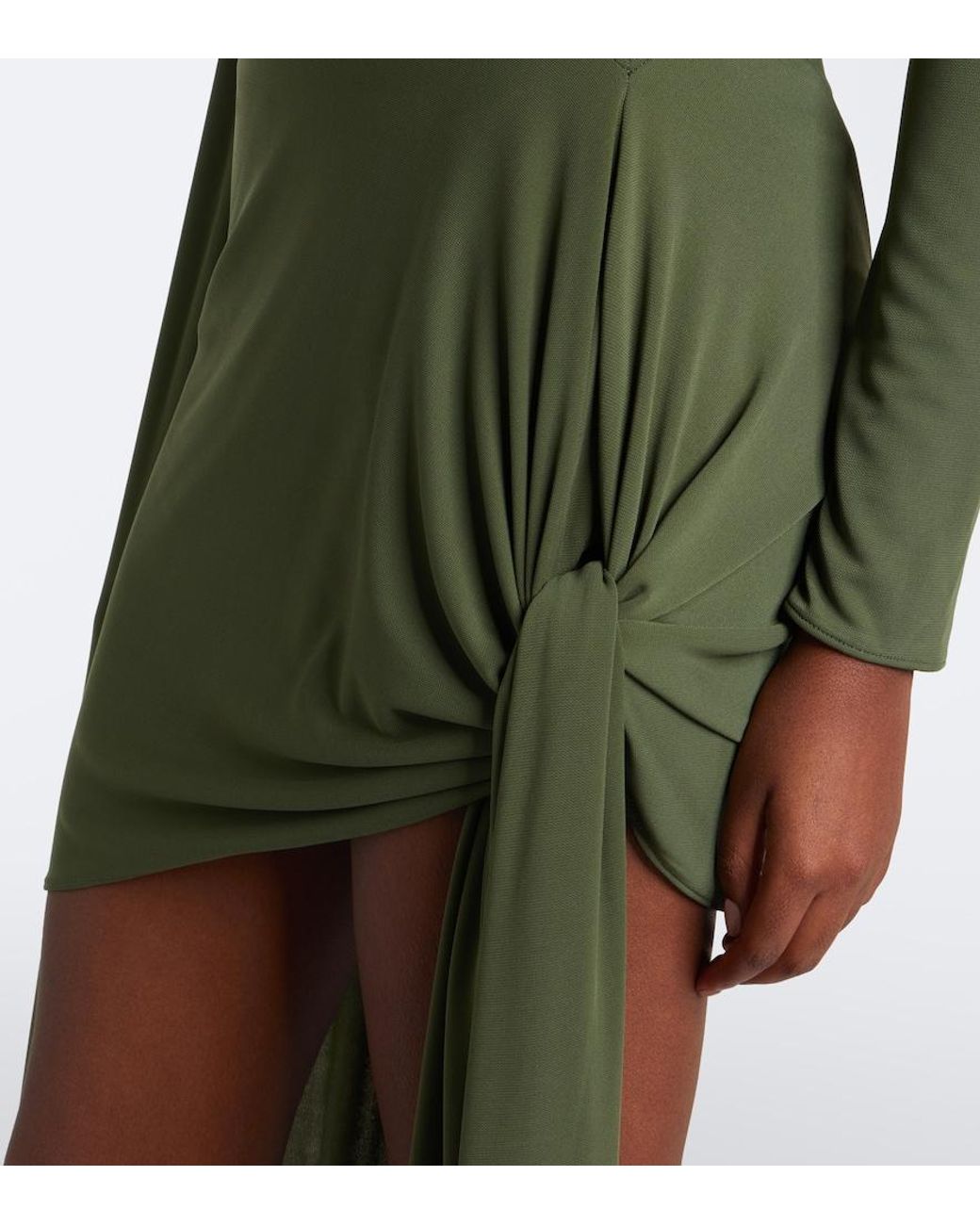 The New Arrivals Ilkyaz Ozel Green Draped Gathered Minidress