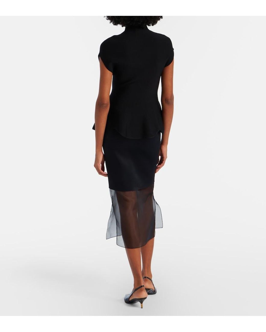 Khaite Black Sybil Layered Midi Skirt