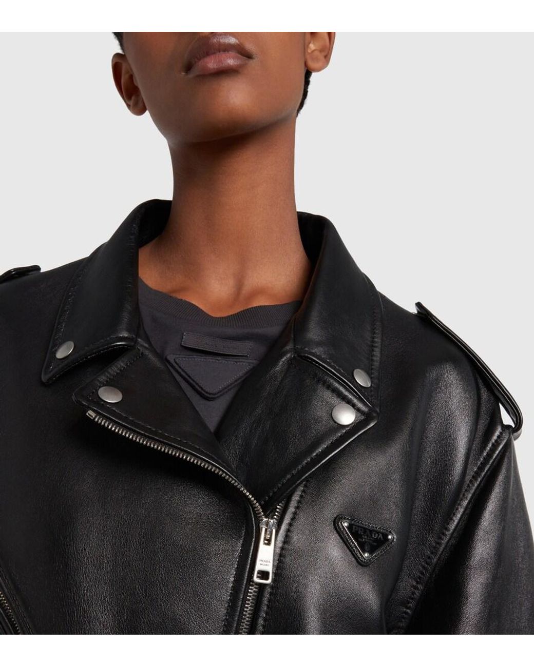 Prada Black Leather Biker Jacket