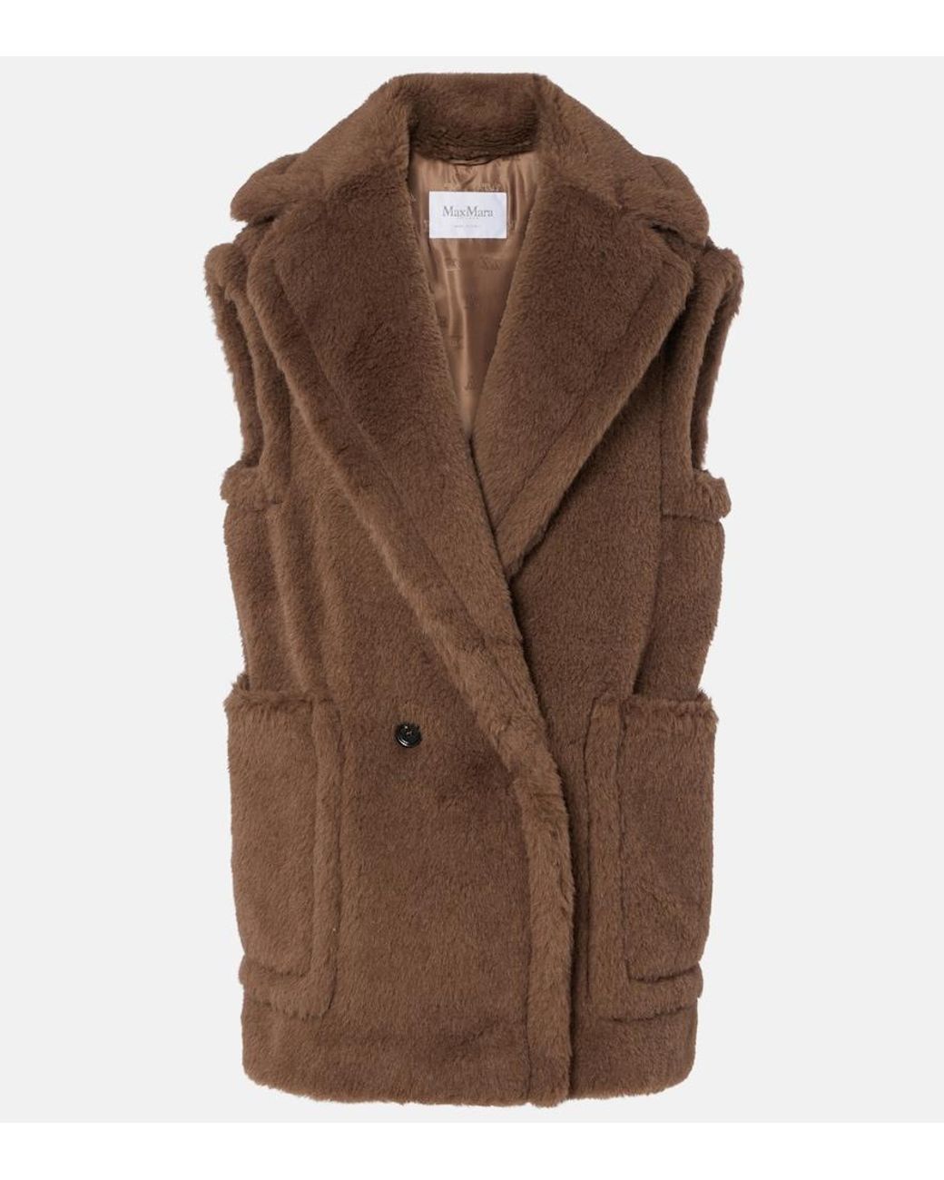 Max Mara Brown Alpaca, Wool, And Silk Teddy Vest