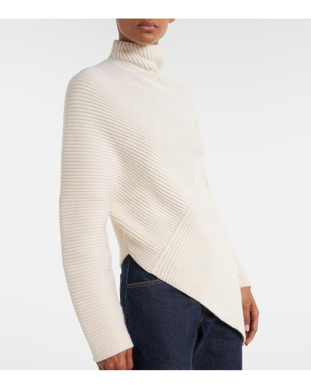 Alaïa White Asymmetric Wool And Cashmere Sweater