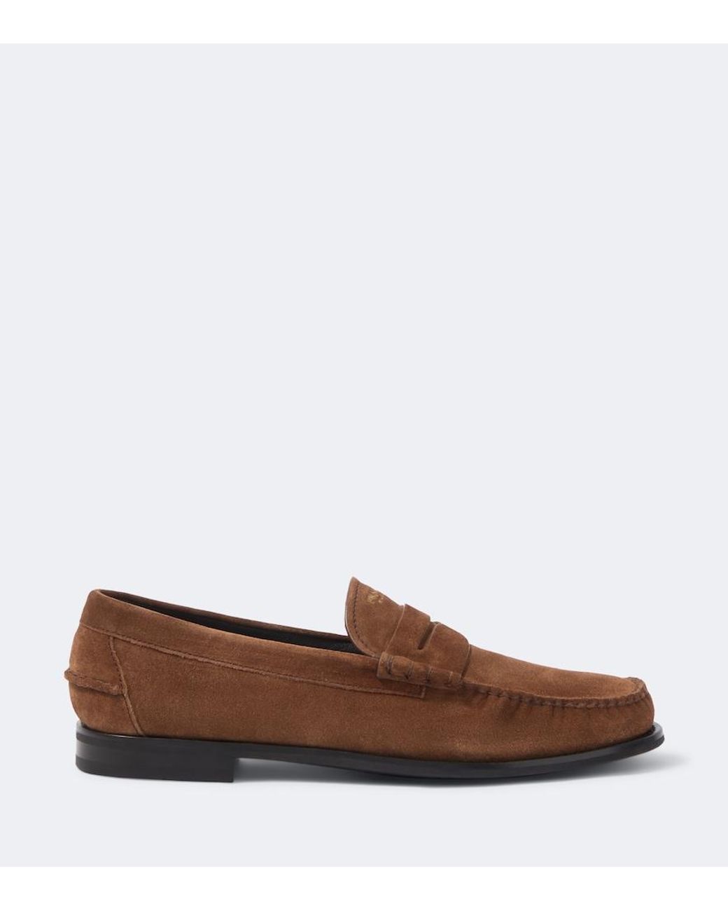 Prada Brown Suede Penny Loafers for men