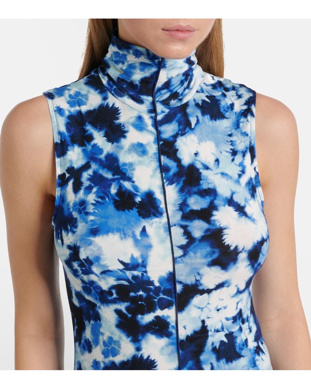 Proenza Schouler Blue Valentina Printed Jersey Maxi Dress