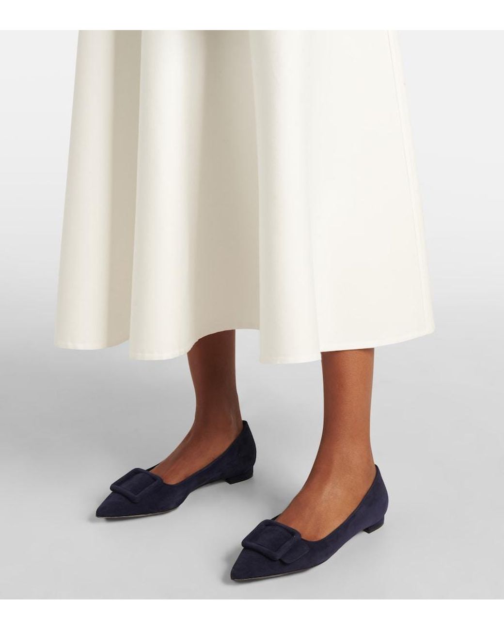 Manolo Blahnik Blue Maysale Suede Ballet Flats