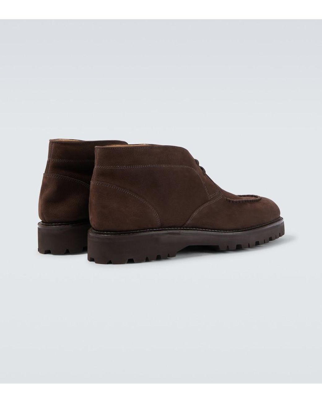 John Lobb Brown Suede Desert Boots for men