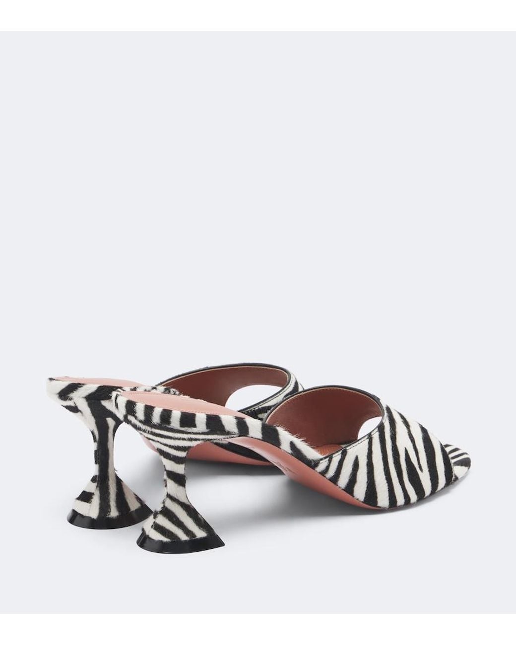AMINA MUADDI Black Lupita Zebra-Print Calf Hair Mules