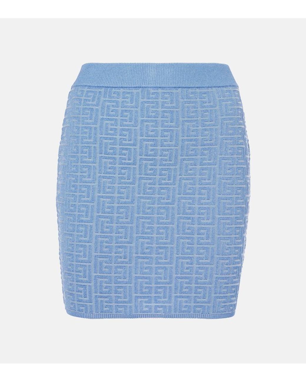 Balmain Blue Knit Short Skirt