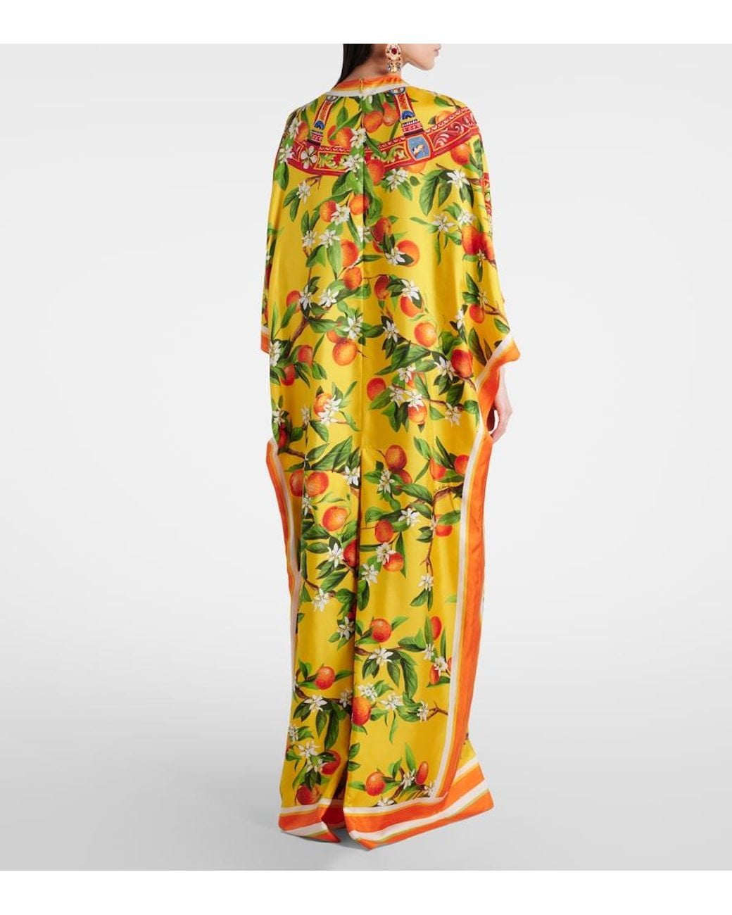 Dolce & Gabbana Yellow Printed Silk Maxi Dress