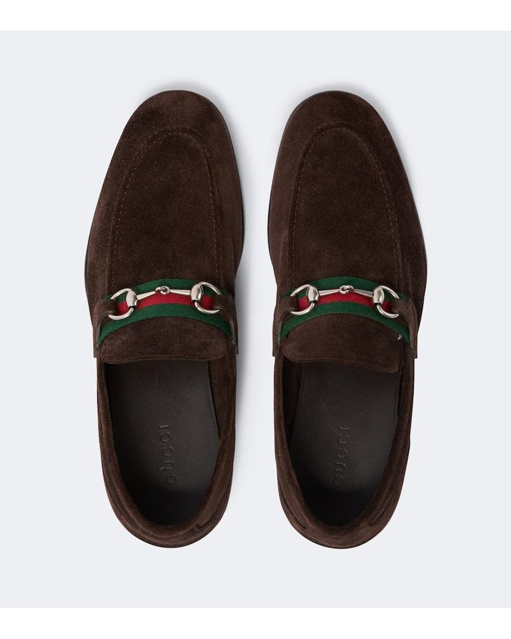 Gucci Brown Como Horsebit Suede Loafers for men