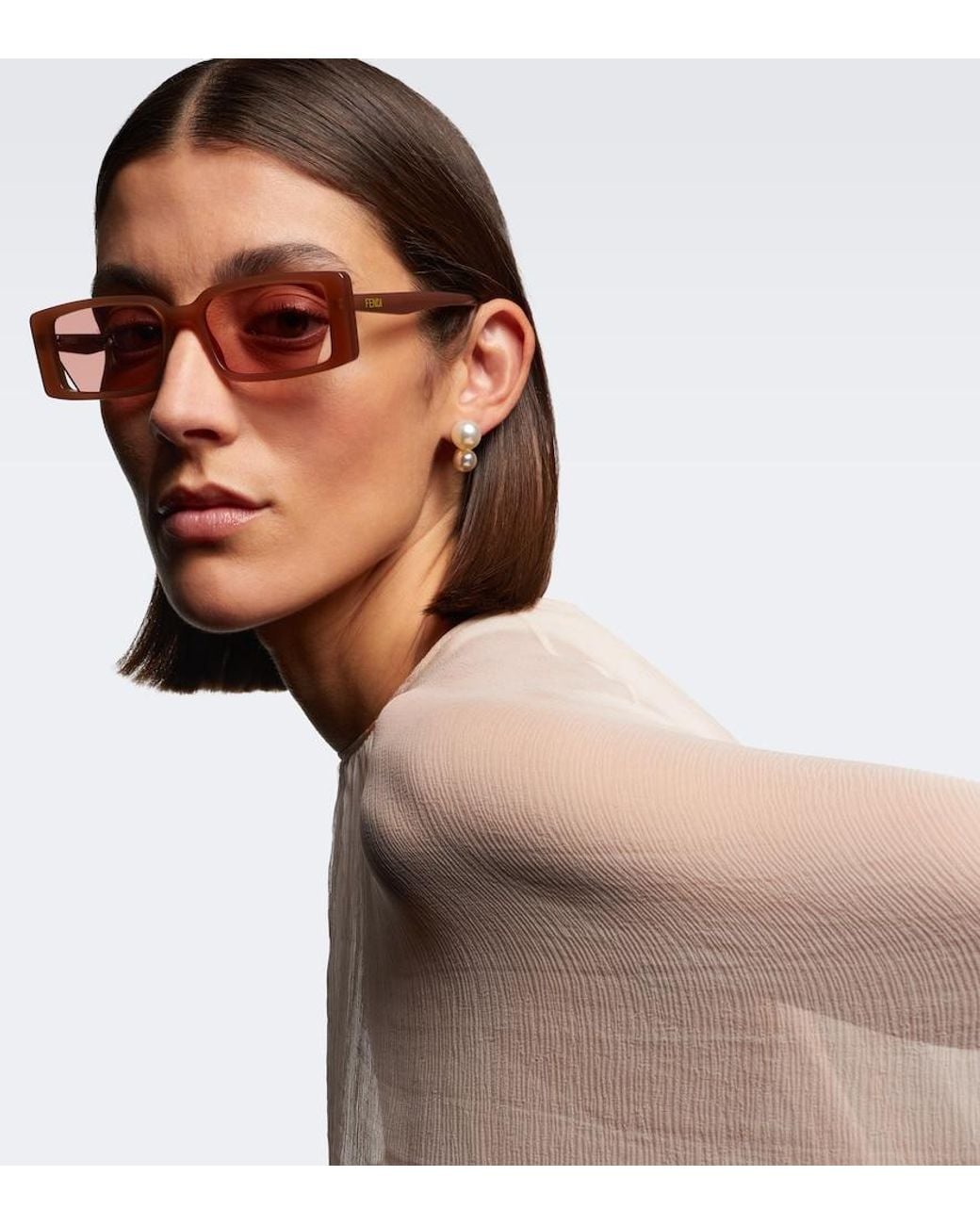 Fendi Pink Way Rectangular Sunglasses