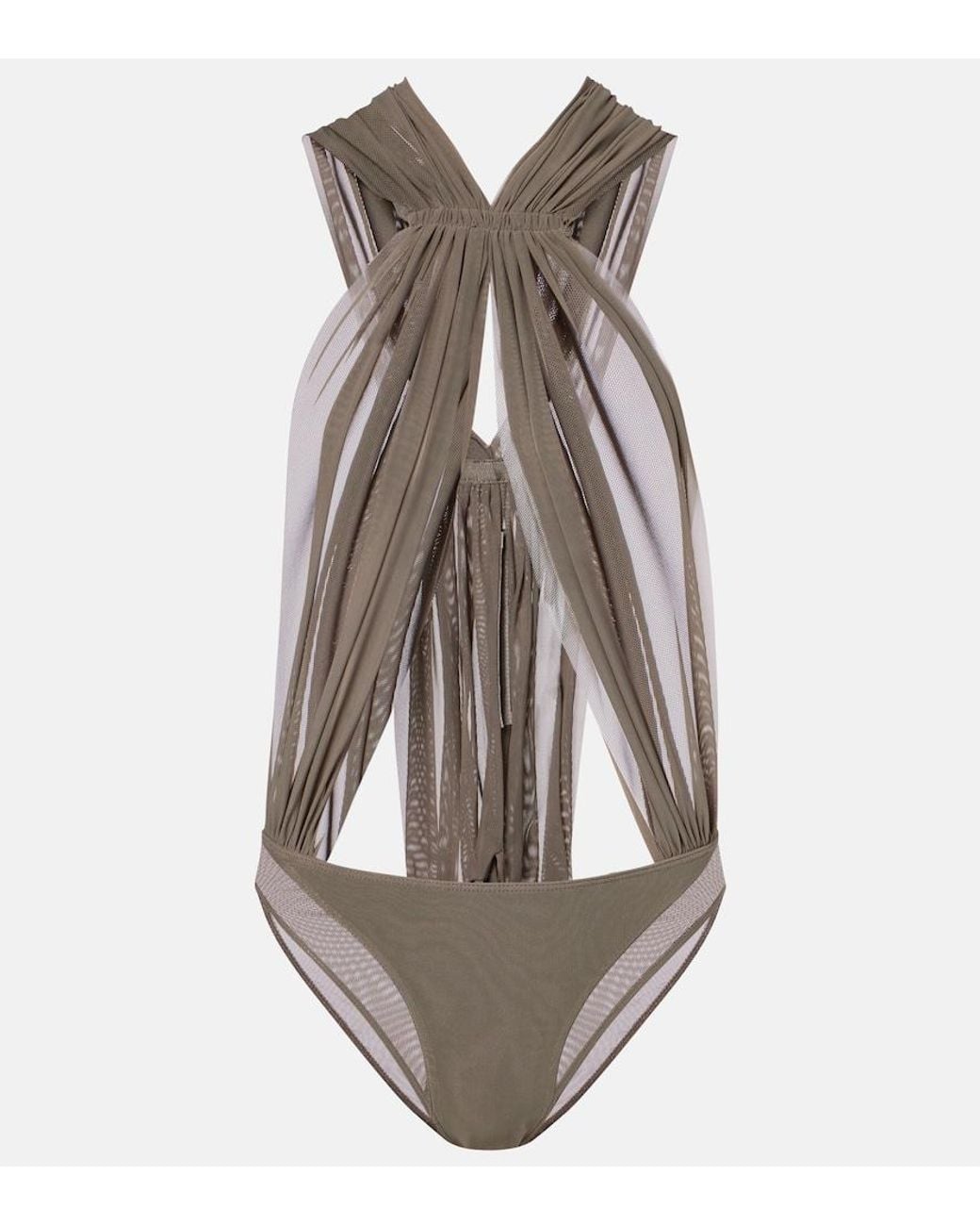 Rick Owens Gray Miami Cutout Sheer Tulle Bodysuit