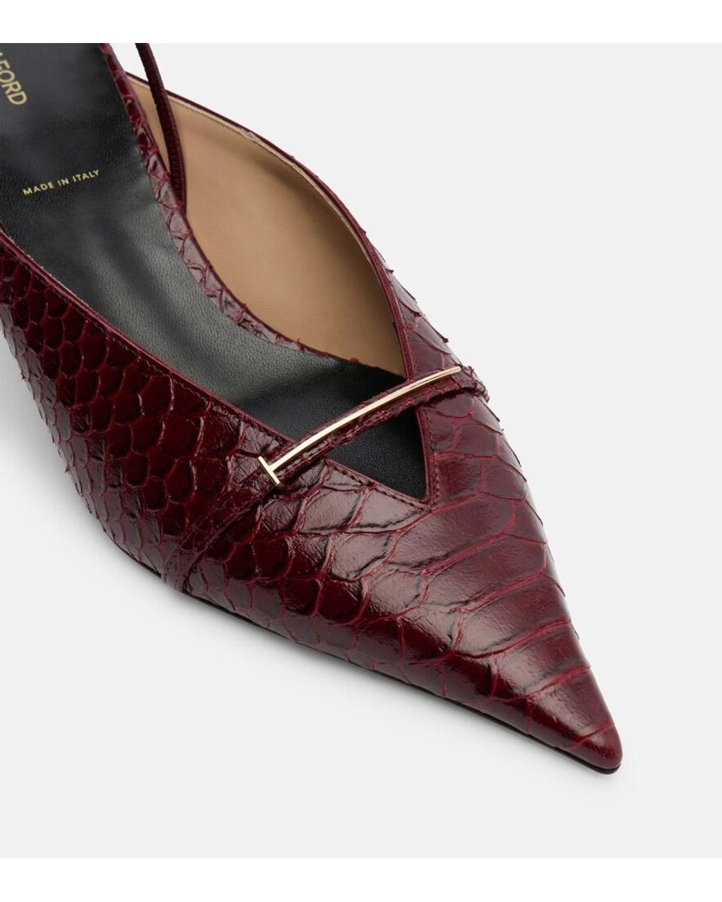 Tom Ford Brown Croc-Effect Leather Slingback Pumps