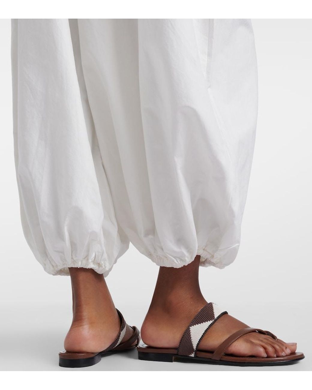 Polo Ralph Lauren White Cotton And Silk Balloon Pants