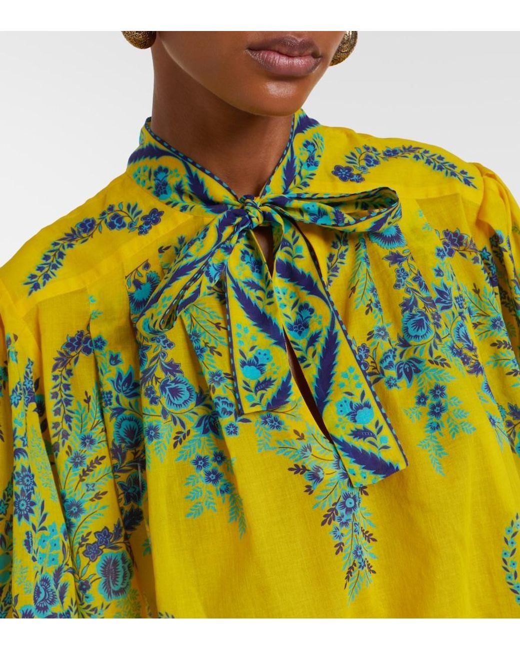 Etro Yellow Floral Cotton Top