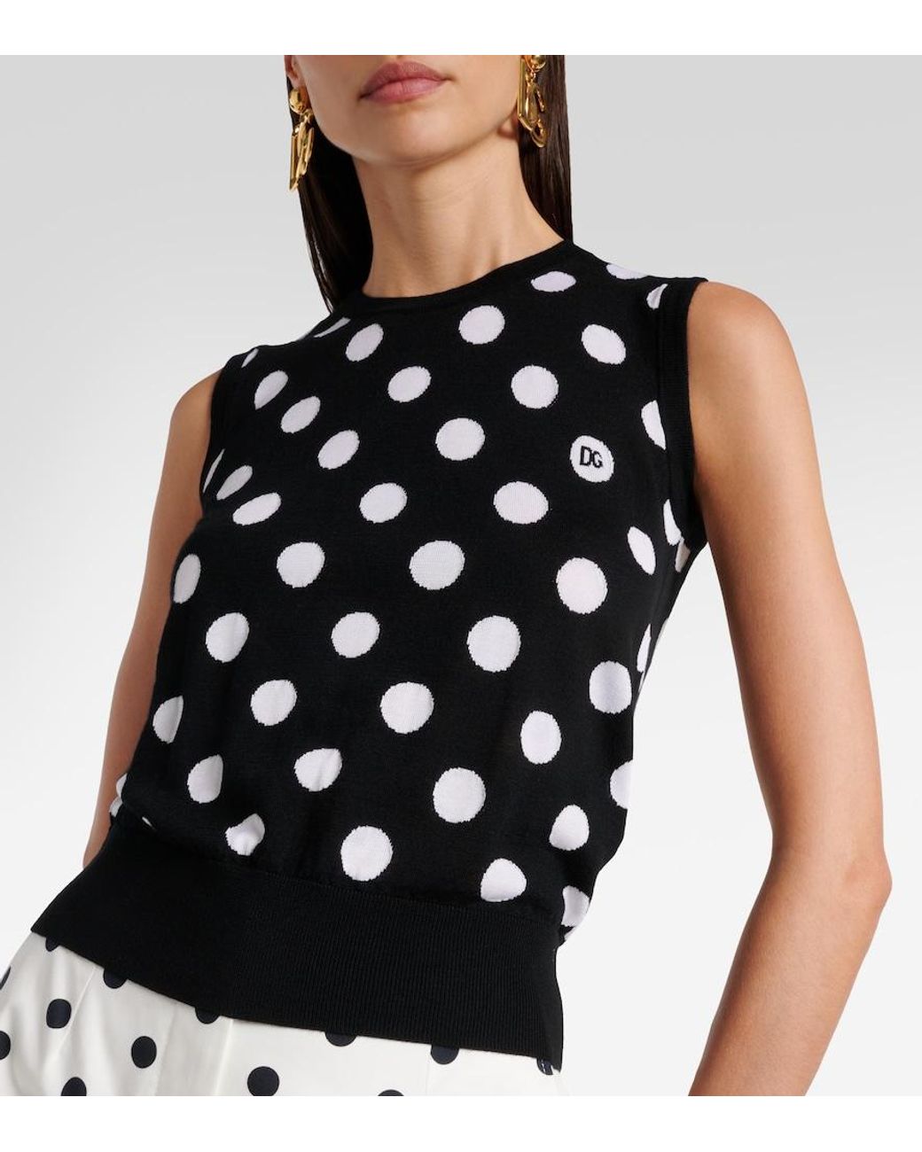 Dolce & Gabbana Black Polka Dot Tank Top
