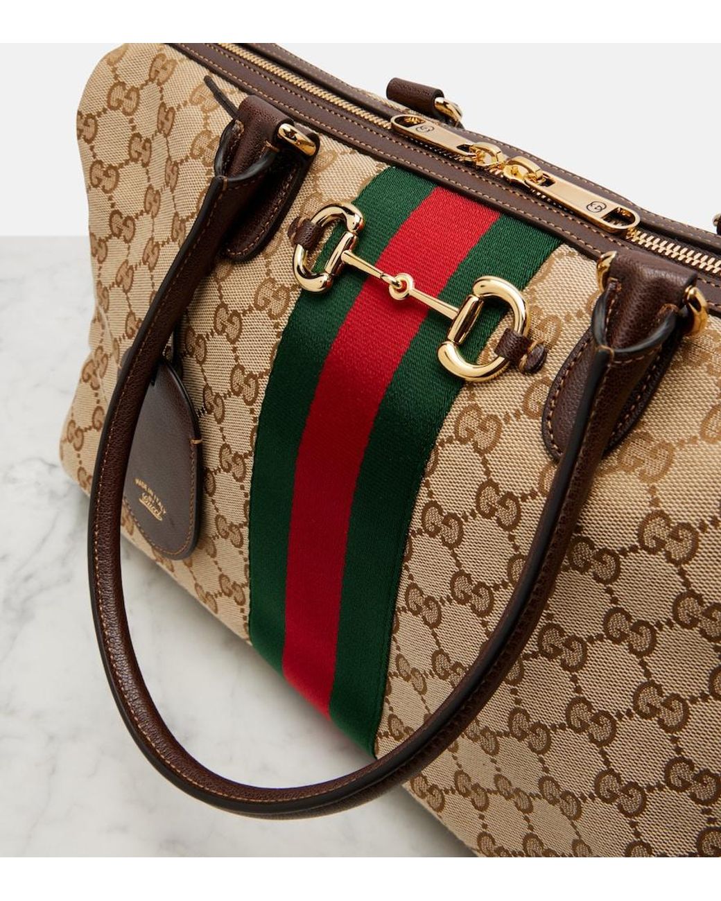 Gucci Brown Borsetto Gg Canvas Large Duffel Bag