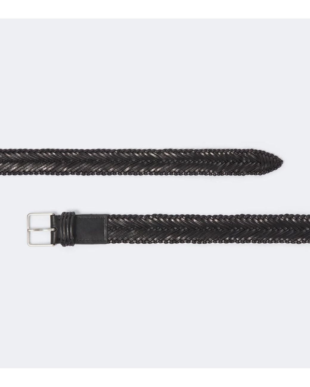 The Row Black Fisherman Woven Leather Belt for men