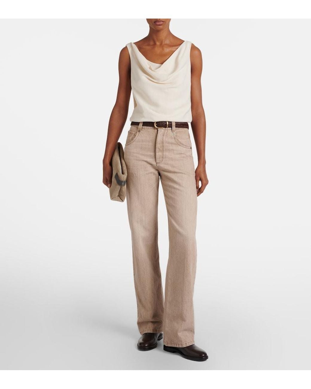 Brunello Cucinelli White Draped Top