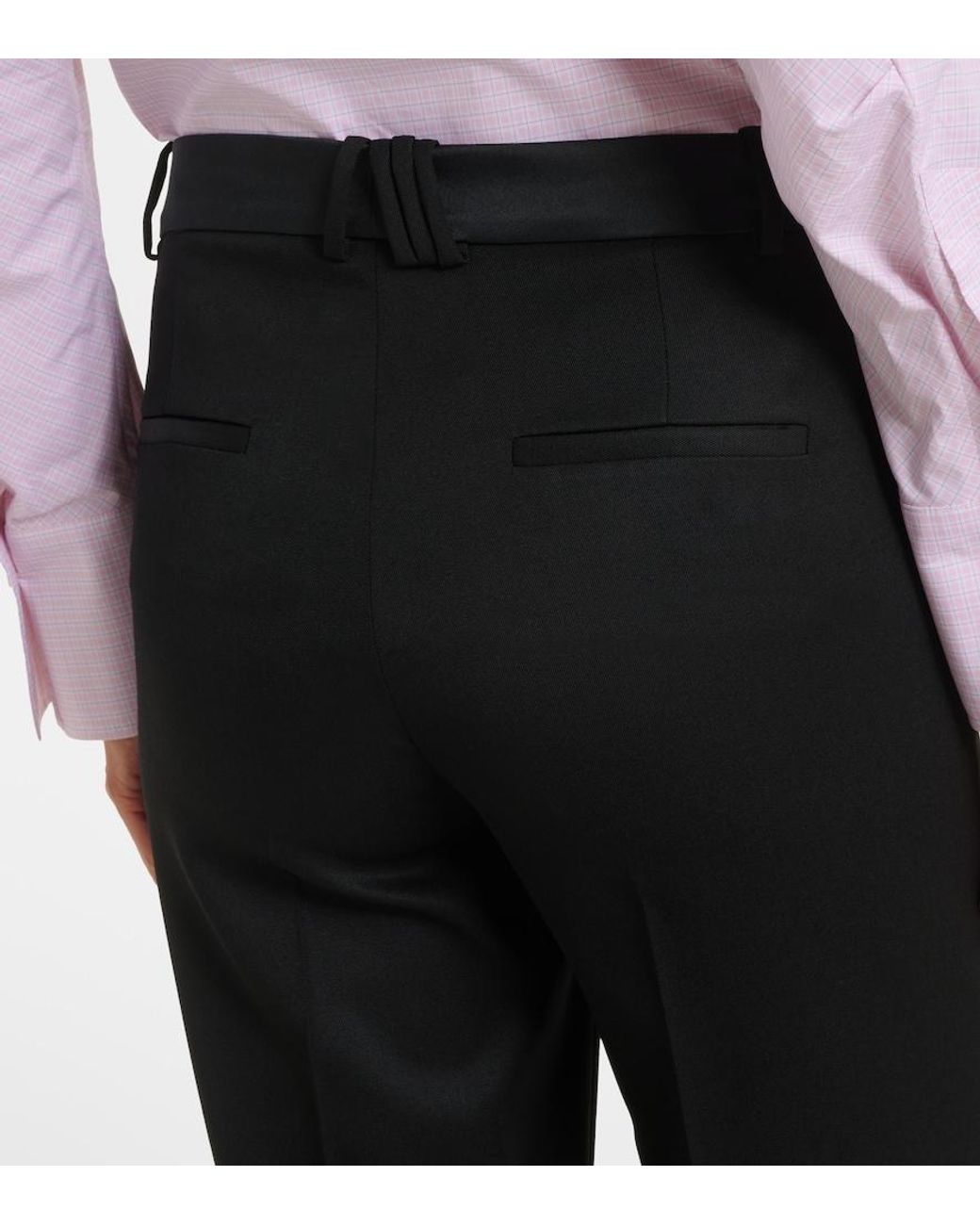 The Attico Black Virgin Wool Wide-Leg Pants