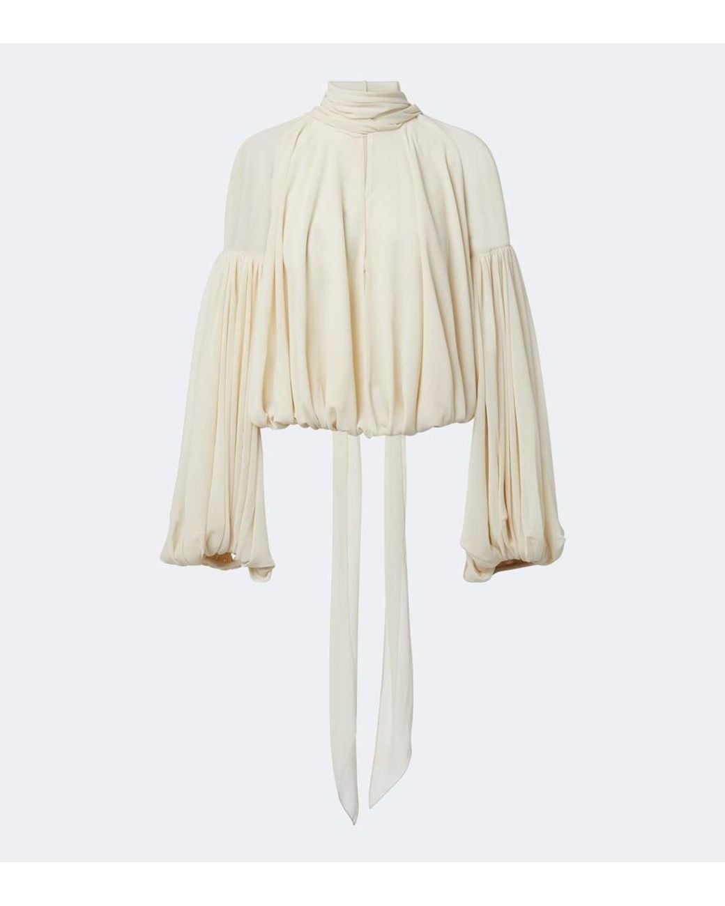 De La Vali White Solana Chiffon Blouse