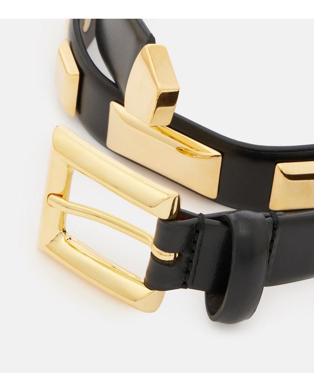 Nour Hammour Black Josephine Studded Leather Belt