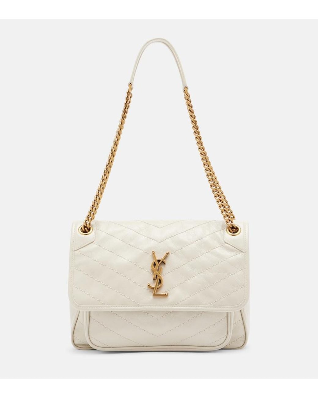 Saint Laurent White Niki Medium Leather Shoulder Bag