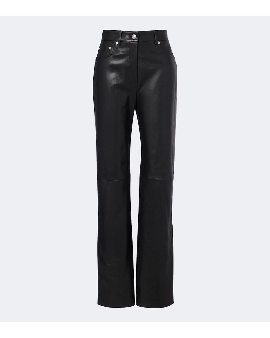Sportmax Black Leather And Suede Straight Pants