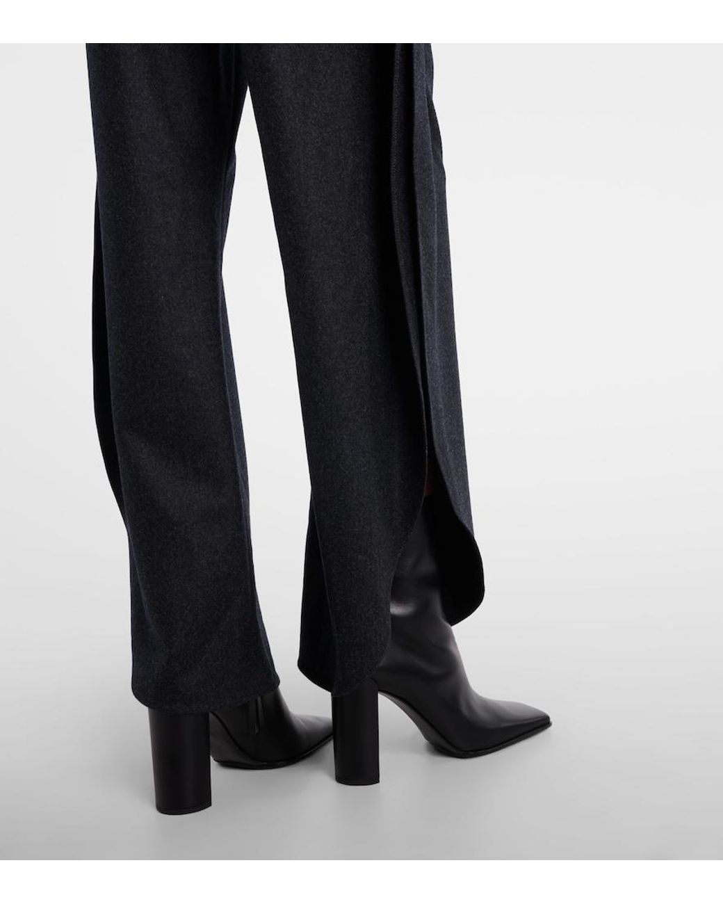 Alaïa Blue Wool Barrel-Leg Pants