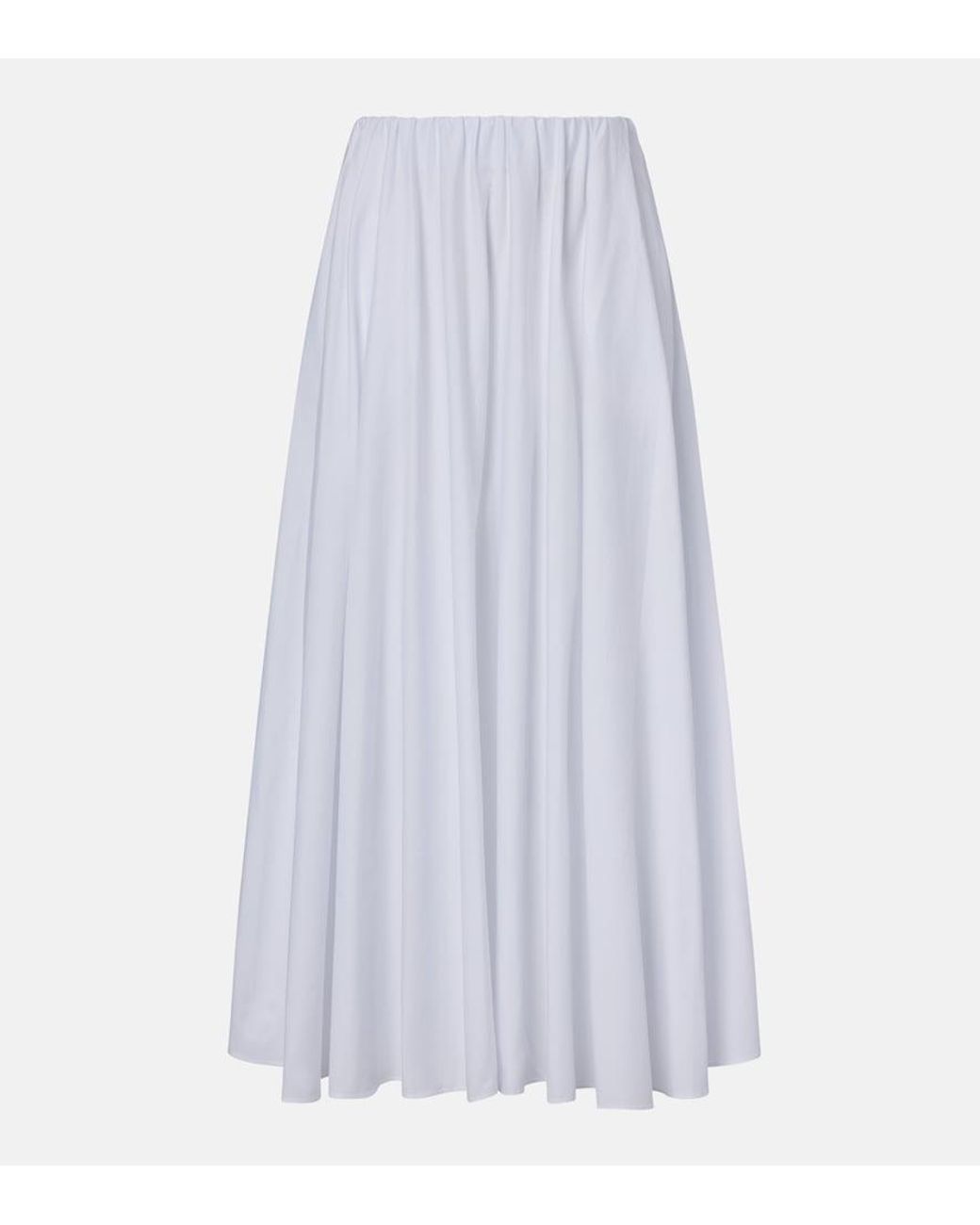 Staud White Milano Pleated Cotton Maxi Skirt