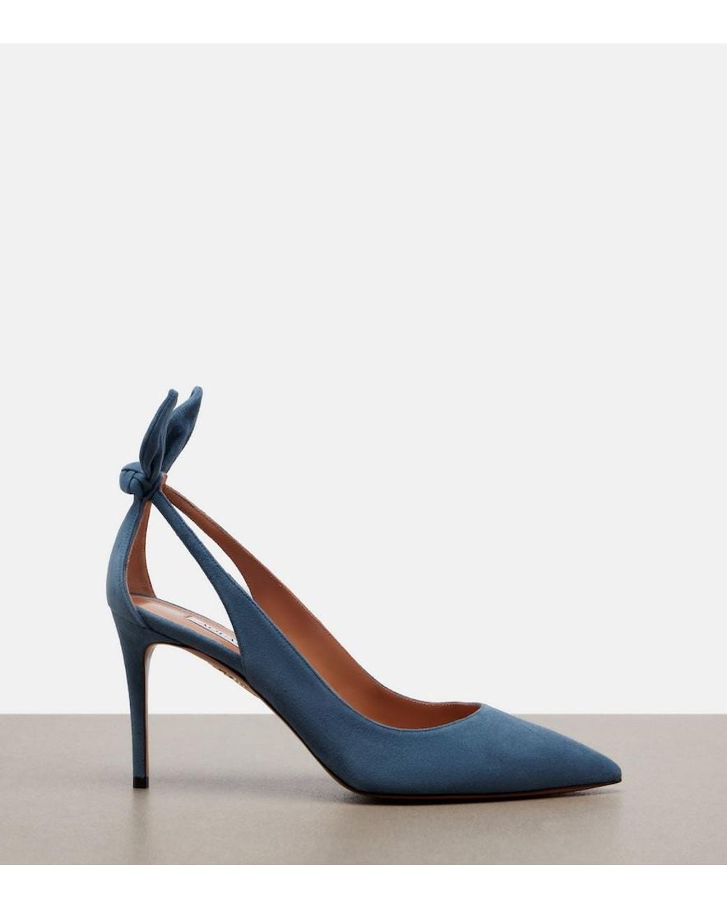Aquazzura Blue Bow Tie Suede Pumps