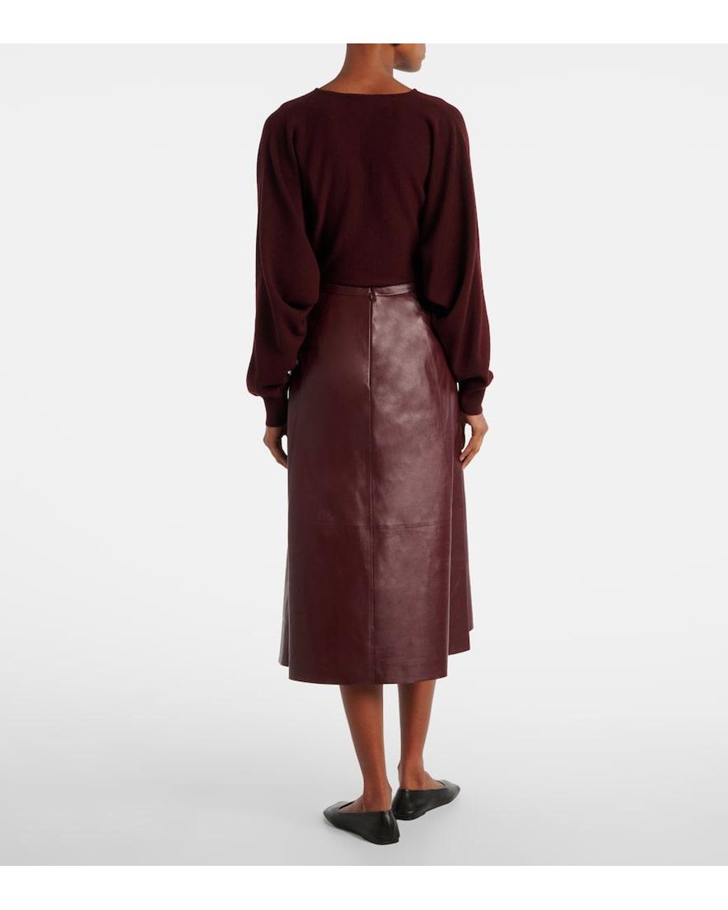 FFORME Purple Leather Midi Skirt