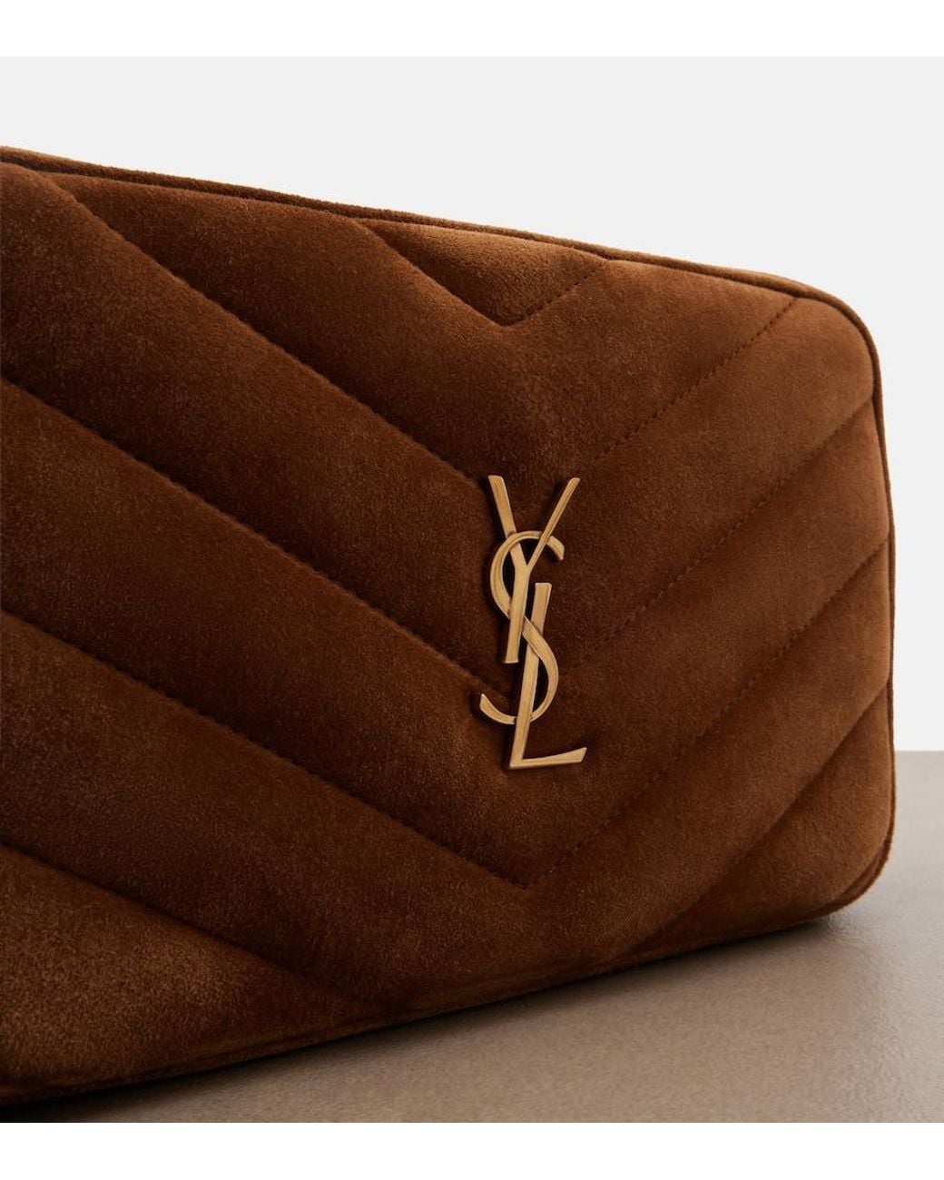 Saint Laurent Brown Loulou Medium Suede Camera Bag