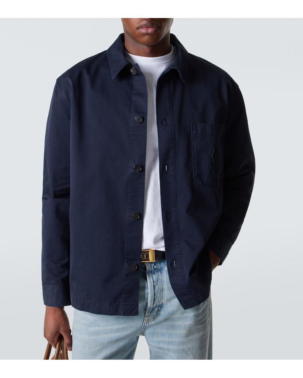 Camisa Cassandre De Algodon Saint Laurent de hombre de color Blue
