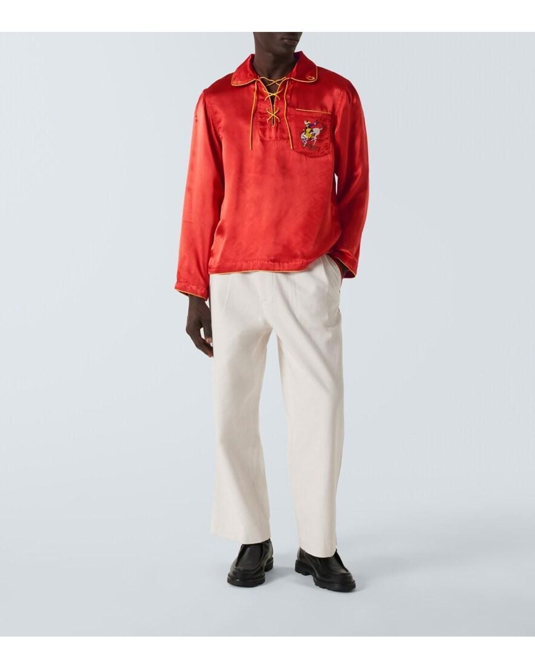 Camisa Bronco Bordada Bode de hombre de color Red