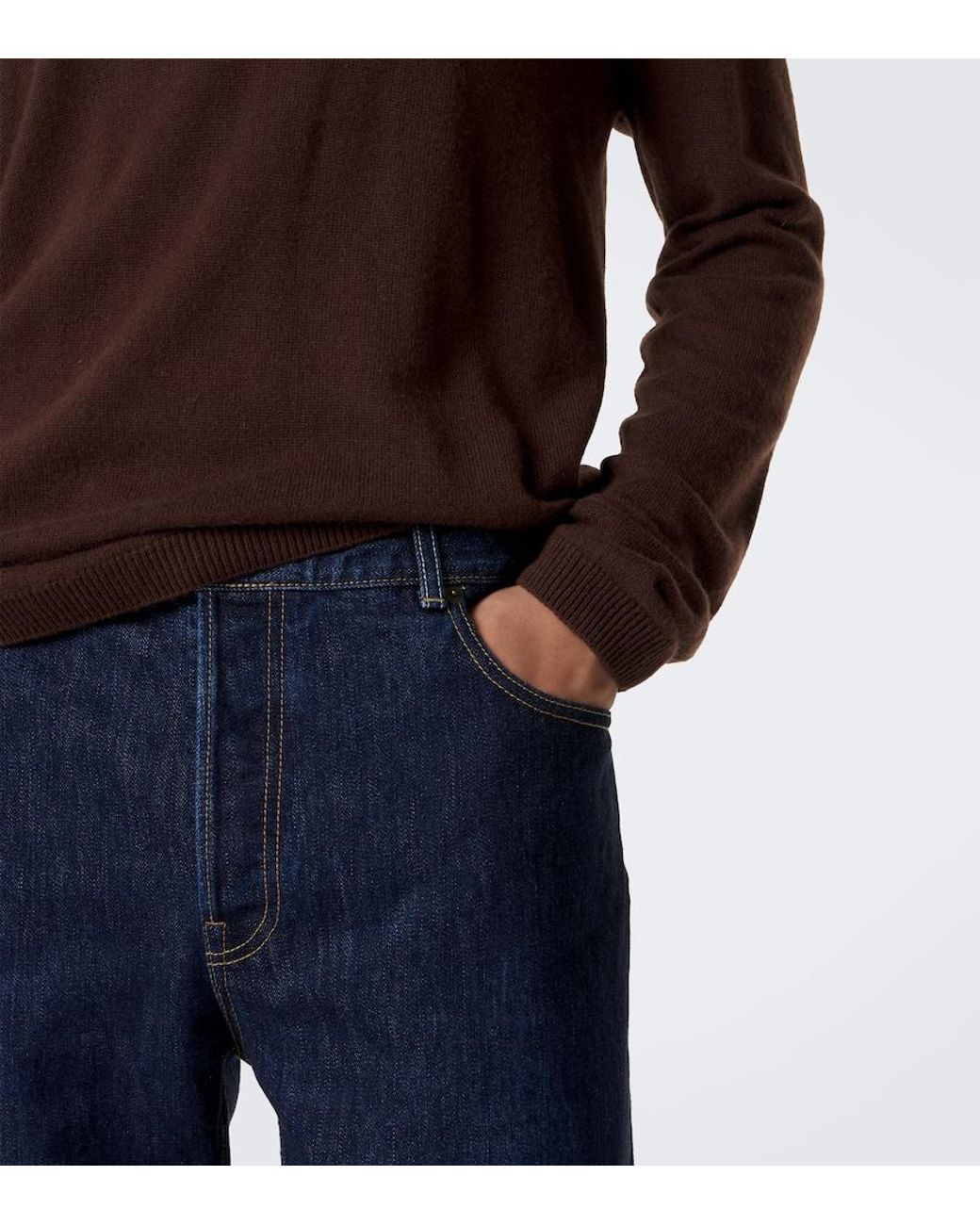 The Row Brown Ripley Cashmere Polo Sweater for men
