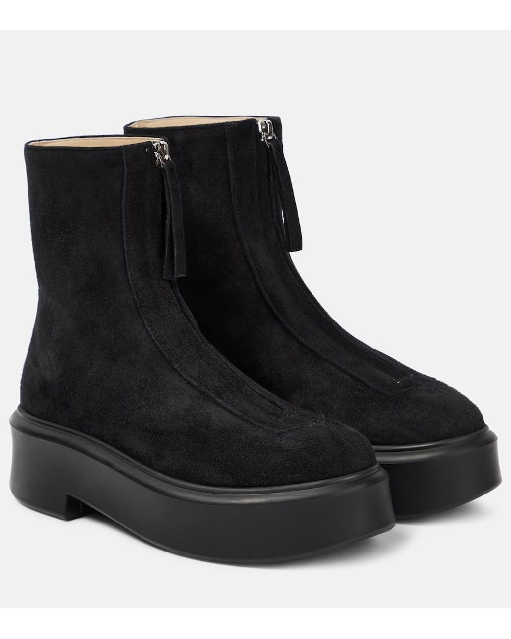 Bottines Zipped En Daim The Row en coloris Black